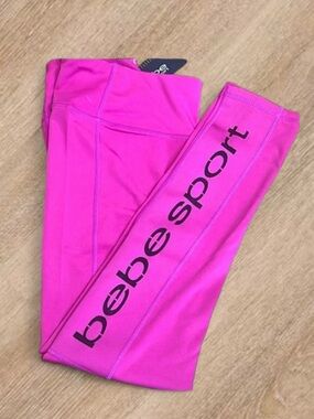 🆕💕 Bebe Sport Hot Pink Leggings Large NWT